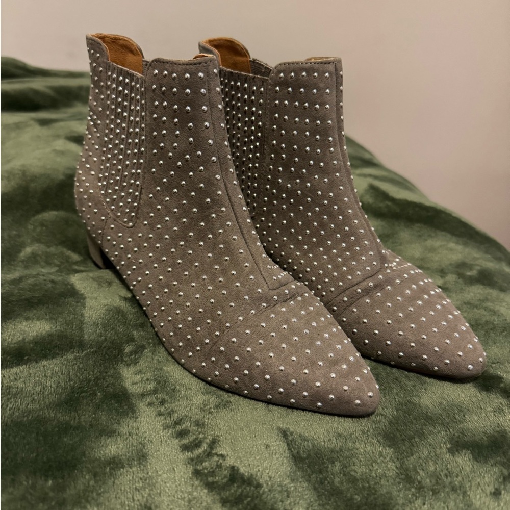 Topshop Taupe Studded Ankle Boots